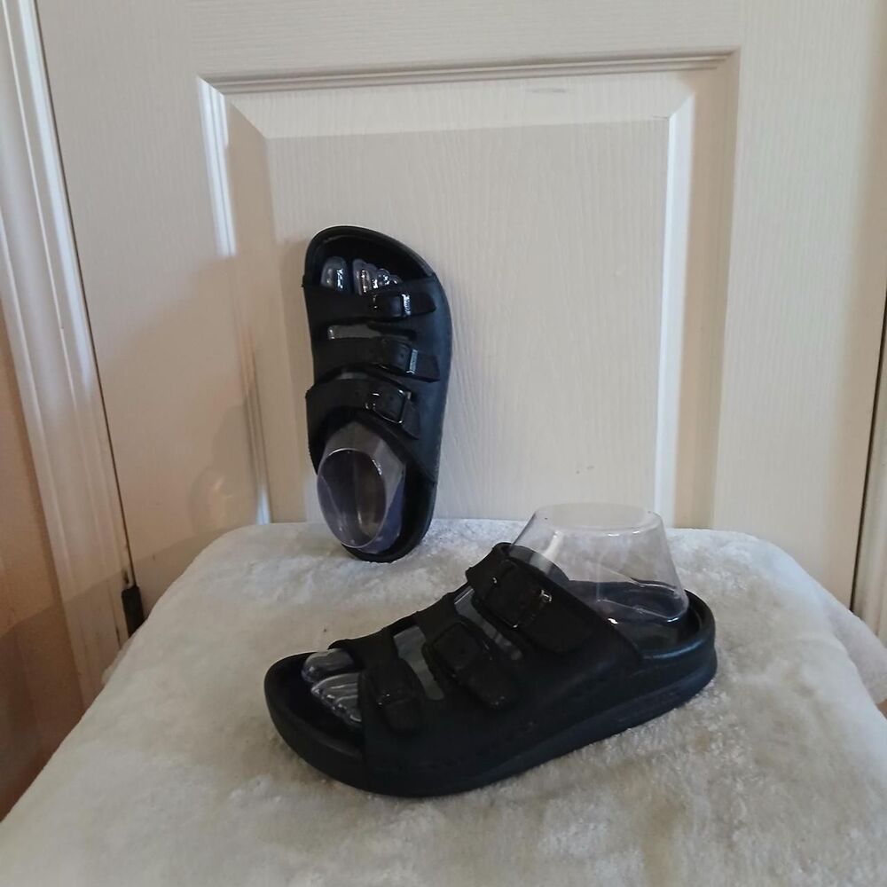 Birkenstock Florida Black Leather Sandals Exquisite Leather Insoles EVA Lower 37